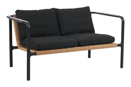 Brafab Motty 2-Sitzer Sofa 140cm, Schwarz Teddy Black, inkl. Kissen