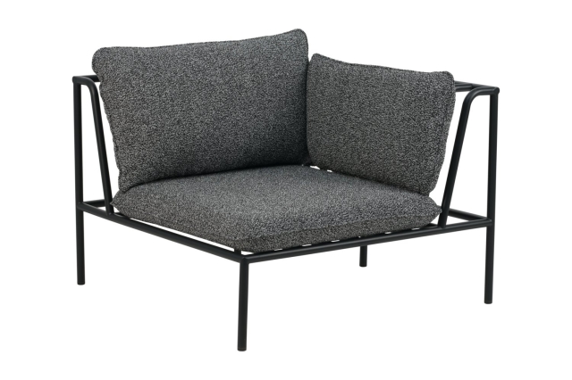 Brafab Collier Eckmodul 95x95x79cm, Schwarz-Teddy Ant, inkl. Kissen
