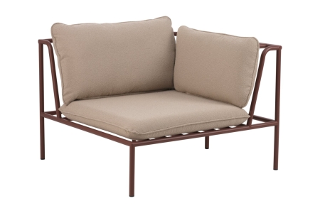Brafab Collier Eckmodul 95x95x79cm, Zin Red-Teddy Beige, inkl. Kissen