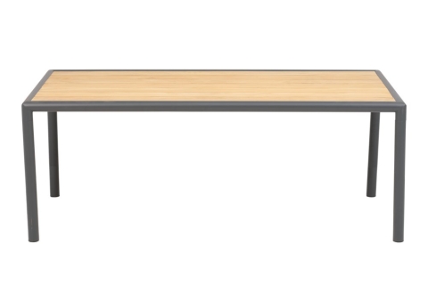 Brafab Gordon Couchtisch 140x65x55cm Aluminium-Teakholz, Antrazit-Natur