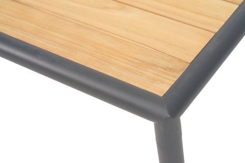 Brafab Gordon Couchtisch 140x65x55cm Aluminium-Teakholz, Antrazit-Natur