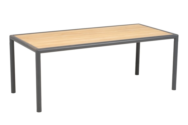 Brafab Gordon Couchtisch 140x65x55cm Aluminium-Teakholz, Antrazit-Natur