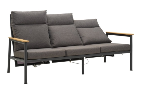 Brafab Gordon 3-Sitzer Sofa 199x89x109cm Aluminium-Teakholz, Anthrazit-Soft Dawn