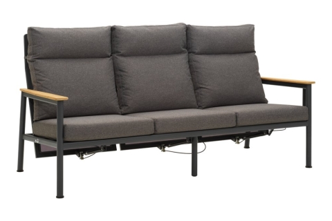 Brafab Gordon 3-Sitzer Sofa 199x89x109cm Aluminium-Teakholz, Anthrazit-Soft Dawn