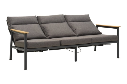 Brafab Gordon 3-Sitzer Sofa 199x89x109cm Aluminium-Teakholz, Anthrazit-Soft Dawn