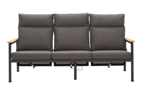 Brafab Gordon 3-Sitzer Sofa 199x89x109cm Aluminium-Teakholz, Anthrazit-Soft Dawn