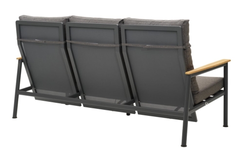 Brafab Gordon 3-Sitzer Sofa 199x89x109cm Aluminium-Teakholz, Anthrazit-Soft Dawn