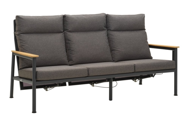 Brafab Gordon 3-Sitzer Sofa 199x89x109cm Aluminium-Teakholz, Anthrazit-Soft Dawn