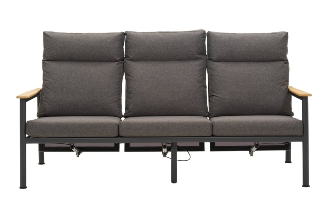 Brafab Gordon 3-Sitzer Sofa 199x89x109cm Aluminium-Teakholz, Anthrazit-Soft Dawn