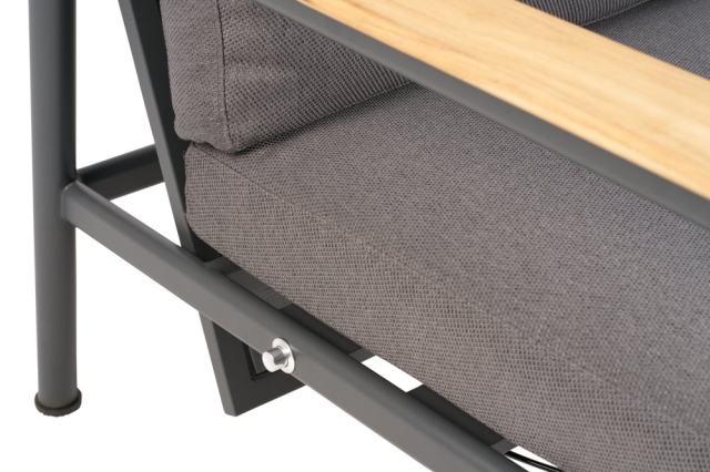 Brafab Gordon 3-Sitzer Sofa 199x89x109cm Aluminium-Teakholz, Anthrazit-Soft Dawn