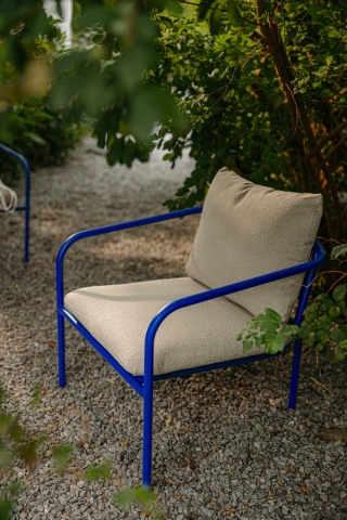 Brafab Bendt Sessel, Indigo Blue-Teddy Beige, inkl. Kissen