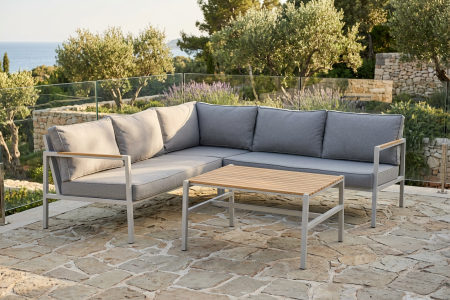 Brafab Cap Loungeset, Light Grey-Grau 214x214cm inkl. Tisch und Kissen