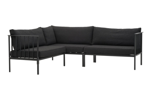 Brafab Upper Ecksofa-Set 235x193x87cm, Schwarz-Teddy Black, inkl. Kissen