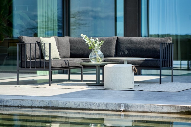Brafab Upper Ecksofa-Set 235x193x87cm, Schwarz-Teddy Black, inkl. Kissen