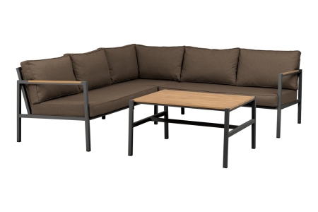 Brafab Cap Ecksofa-Set Anthrazit-Braun, 214x214 cm, inkl. Tisch und Kissen
