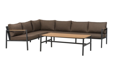 Brafab Cap Ecksofa-Set 214x279 cm, Anthrazit-Braun, inkl. Tisch und Kissen