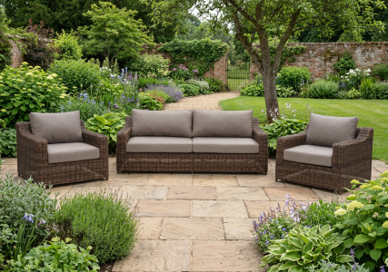 Brafab Glendon Lounge Dark Brown-Soft Moose, inkl. Auflagen, 2 Sessel und eine Couch 219cm