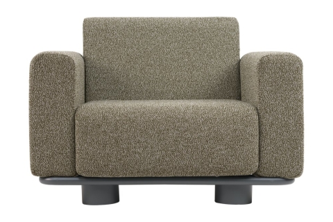 Brafab Bolster Sessel, Anthrazit-Teddy Verde, inkl. Kissen