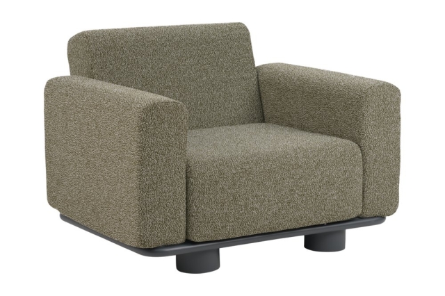 Brafab Bolster Sessel, Anthrazit-Teddy Verde, inkl. Kissen