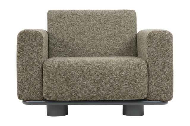 Brafab Bolster Sessel, Anthrazit-Teddy Verde, inkl. Kissen