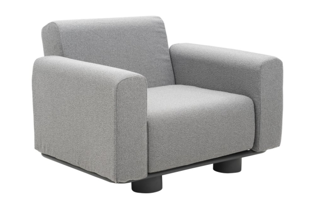 Brafab Bolster Sessel, Anthrazit-Teddy Grey, inkl. Kissen