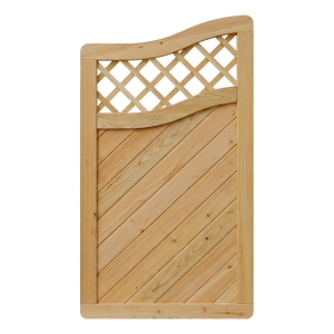 Massivzaun Privora L&auml;rche natur 90x165-150cm mit Gitter Abschlusselement