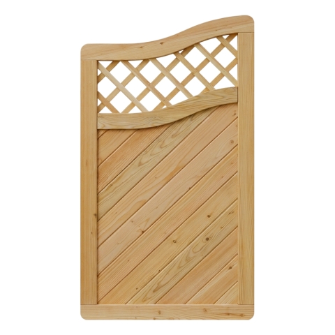 Massivzaun Privora L&auml;rche natur 90x165-150cm mit Gitter Abschlusselement