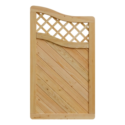 Massivzaun Privora L&auml;rche natur 90x165-150cm mit Gitter Abschlusselement