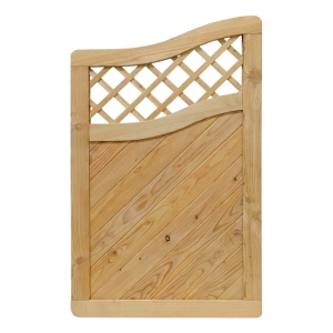 Massivzaun Privora L&auml;rche natur 90x150-135cm mit Gitter Abschlusselement