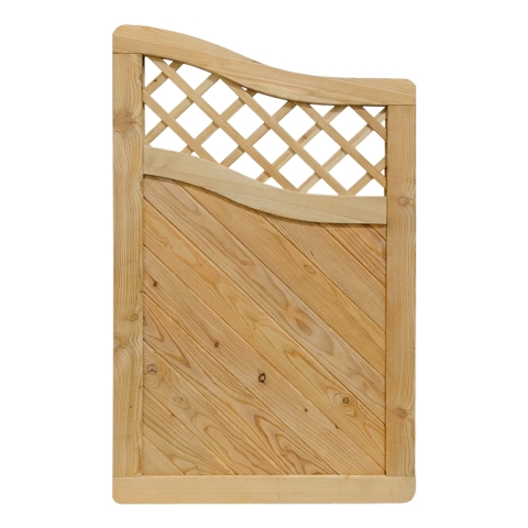 Massivzaun Privora L&auml;rche natur 90x150-135cm mit Gitter Abschlusselement