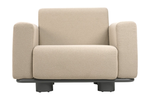 Brafab Bolster Sessel, Anthrazit-Teddy Beige, inkl. Kissen