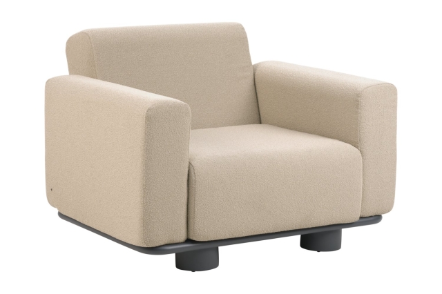 Brafab Bolster Sessel, Anthrazit-Teddy Beige, inkl. Kissen