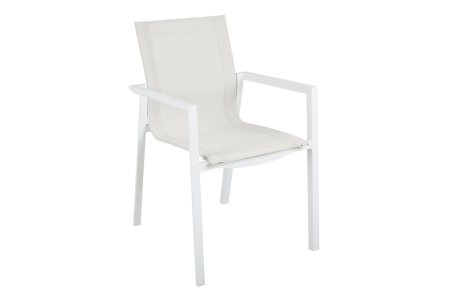 Brafab Delia Armlehnstuhl 55x63x85cm, Aluminium-Textilene, Wei&szlig;-Off-White, stapelbar