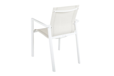 Brafab Delia Armlehnstuhl 55x63x85cm, Aluminium-Textilene, Wei&szlig;-Off-White, stapelbar