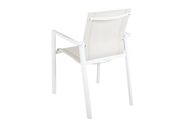 Brafab Delia Armlehnstuhl 55x63x85cm, Aluminium-Textilene, Wei&szlig;-Off-White, stapelbar