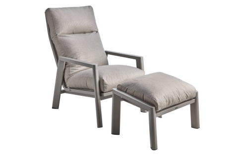 Brafab Slide Fu&szlig;hocker, Aluminium, Khaki-Tawny, inkl. Kissen