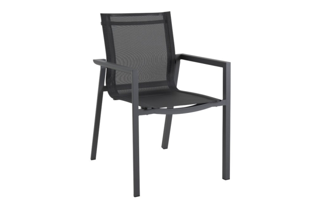 Brafab Delia Armlehnstuhl, Aluminium Antrazit-Schwarz, stapelbar