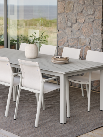 Brafab Delia Diningsessel 55x63x85cm, Aluminium Light Grey-Off-White, stapelbar
