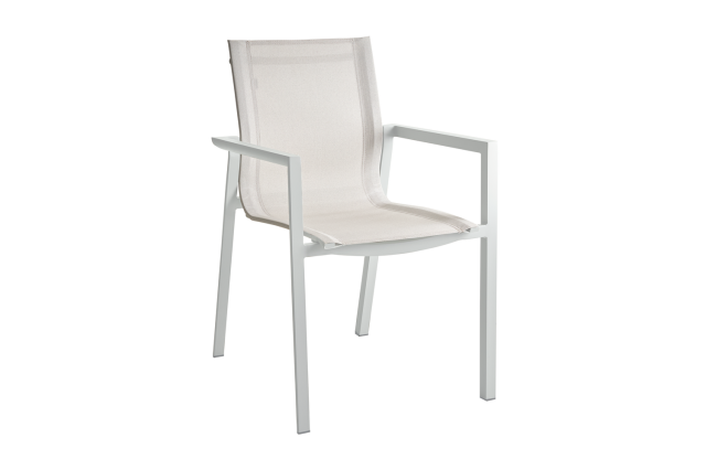 Brafab Delia Diningsessel, Aluminium Light Grey-Off-White, stapelbar