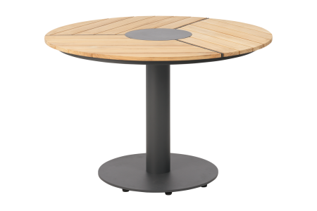 Brafab Peace Wood Esstisch rund 110cm, Aluminium-Teakholz Antrazit-Natur