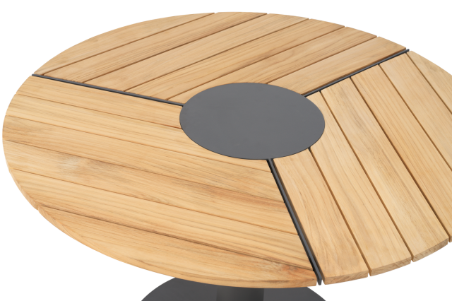 Brafab Peace Wood Esstisch rund 110cm, Aluminium-Teakholz Antrazit-Natur