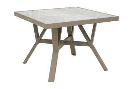 Brafab Samvaro High Loungetisch 90x90x65cm, Aluminium-Glas, Khaki-Sand