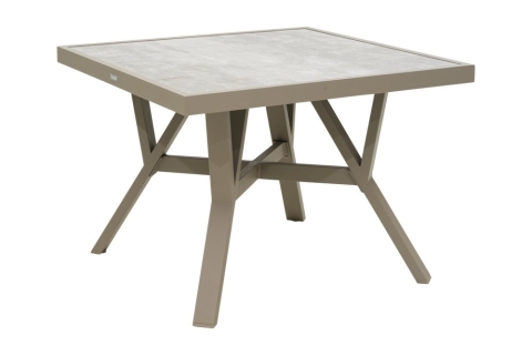 Brafab Samvaro High Loungetisch 90x90x65cm, Aluminium-Glas, Khaki-Sand