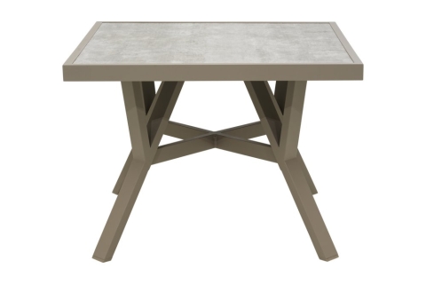 Brafab Samvaro High Loungetisch 90x90x65cm, Aluminium-Glas, Khaki-Sand