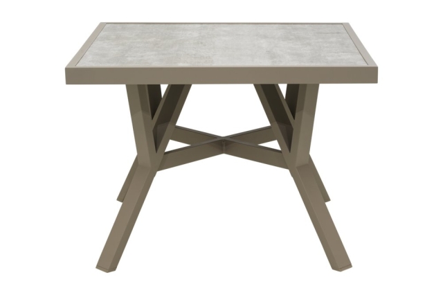 Brafab Samvaro High Loungetisch 90x90x65cm, Aluminium-Glas, Khaki-Sand