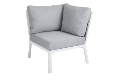 Brafab Samvaro Lounge-Eckmodul 79x79cm Aluminium wei&szlig;, Bezug pearl grey