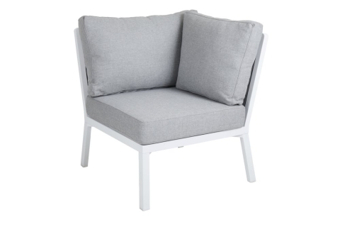 Brafab Samvaro Lounge-Eckmodul 79x79cm Aluminium wei&szlig;, Bezug pearl grey
