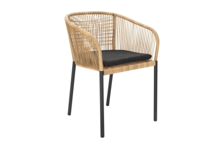 Brafab Delta Diningsessel, Schwarz-Teddy Black, inkl. Kissen