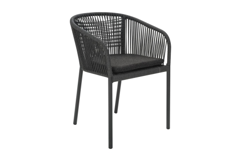 Brafab Delta Diningsessel, Schwarz-Teddy Black, inkl. Kissen