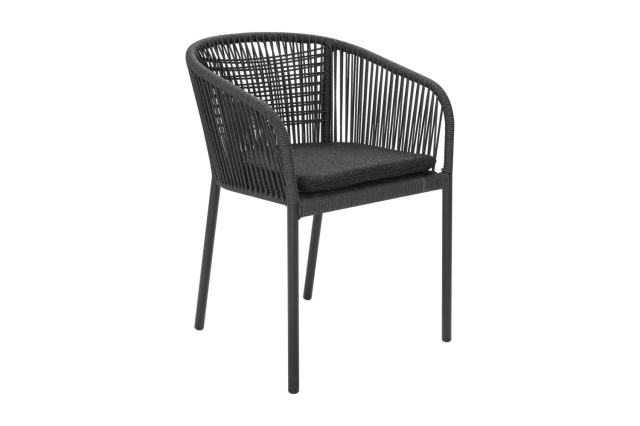 Brafab Delta Diningsessel, Schwarz-Teddy Black, inkl. Kissen